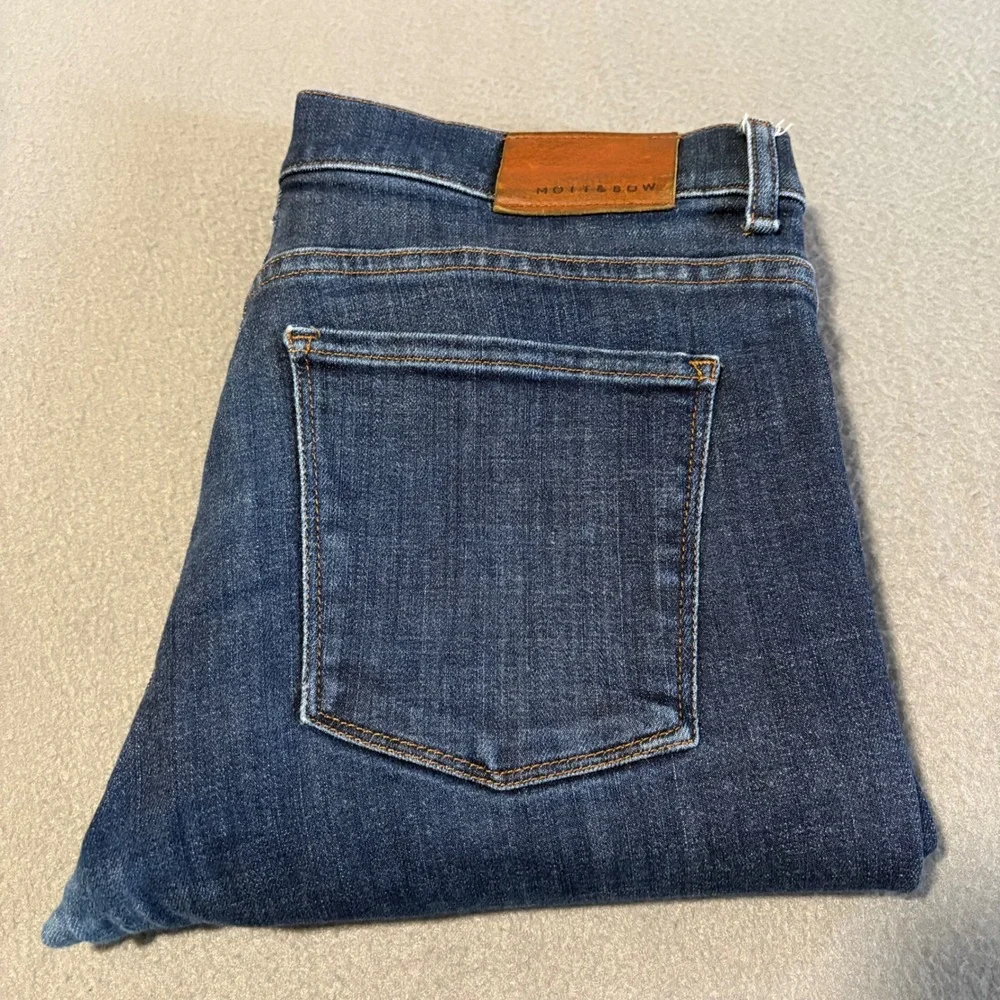 Mott & Bow Slim Wooster Stone Jeans Mens 33x32 Dark Indigo Blue Stretch Denim‎